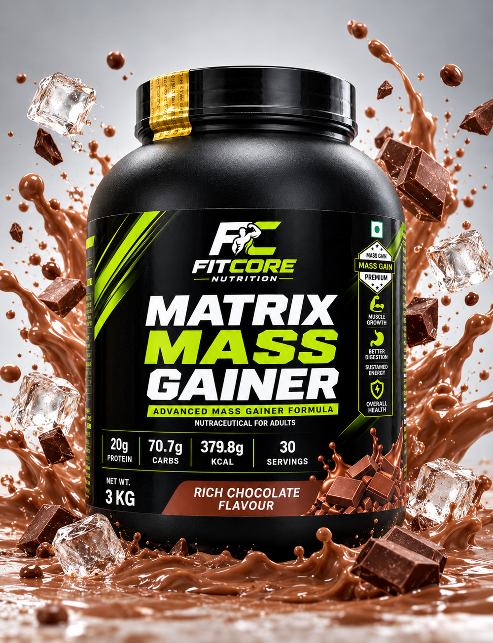 Fitcore Nutrition Matrix Mass Gainer 3 Kg I Advance Mass Gainer Formula