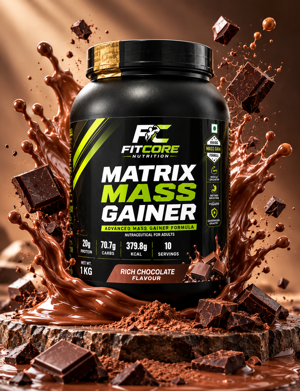 Fitcore Nutrition Matrix Mass Gainer 1 Kg I Advance Mass Gainer Formula